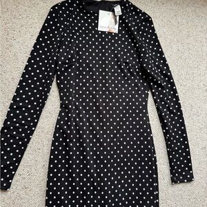 Black Polka Dot Long Sleeve Dress